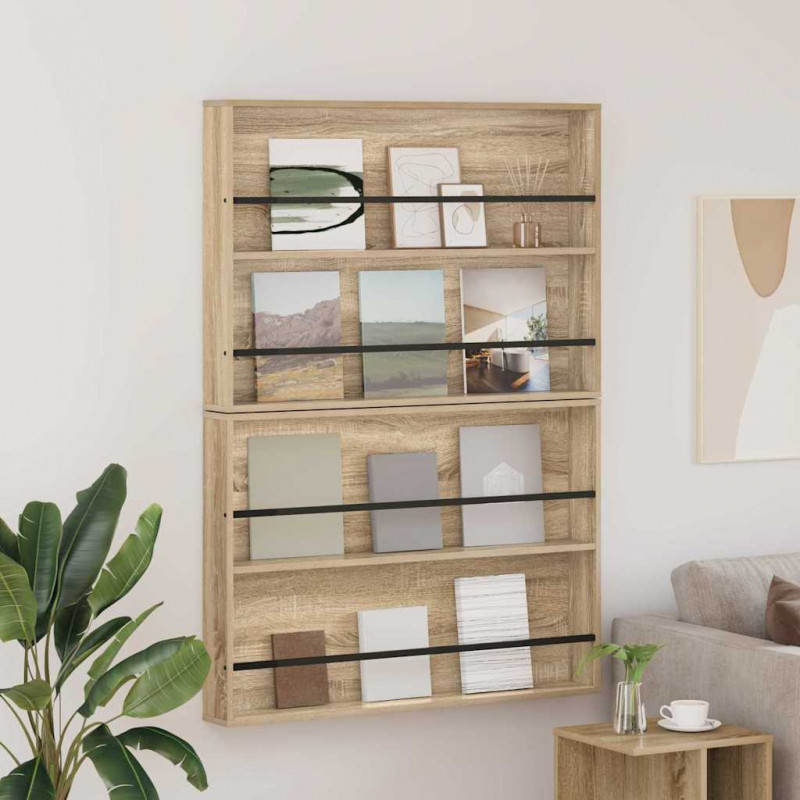 Regał na gazety z półką 2 pcs Dąb Sonoma 100 x 12 x 70 cm