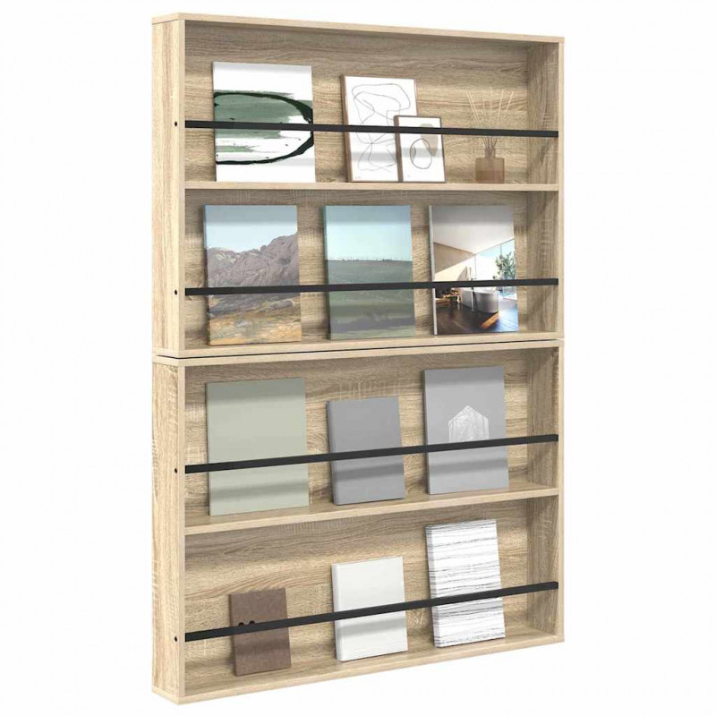 Regał na gazety z półką 2 pcs Dąb Sonoma 100 x 12 x 70 cm