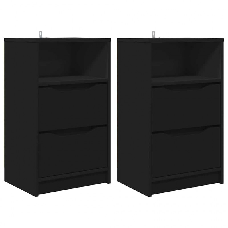 Szafki nocne z szufladą 2 pcs Czarny 40 x 30 x 467 cm