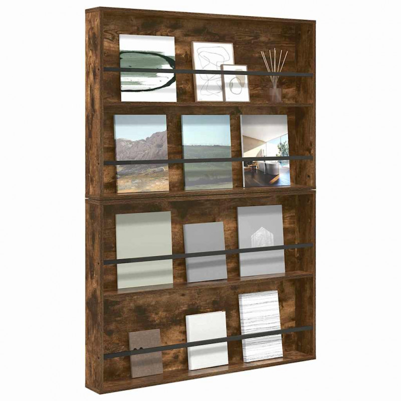 Regał na gazety z półką 2 pcs Dąb wędzony 100 x 12 x 70 cm