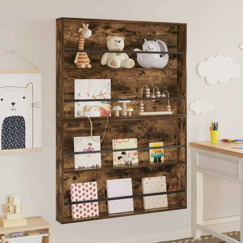 Regał na gazety z półką 2 pcs Dąb wędzony 100 x 12 x 70 cm