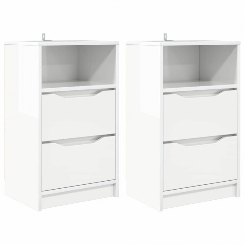 Szafki nocne 2 pcs Wysoki połysk biały 40 x 30 x 467 cm