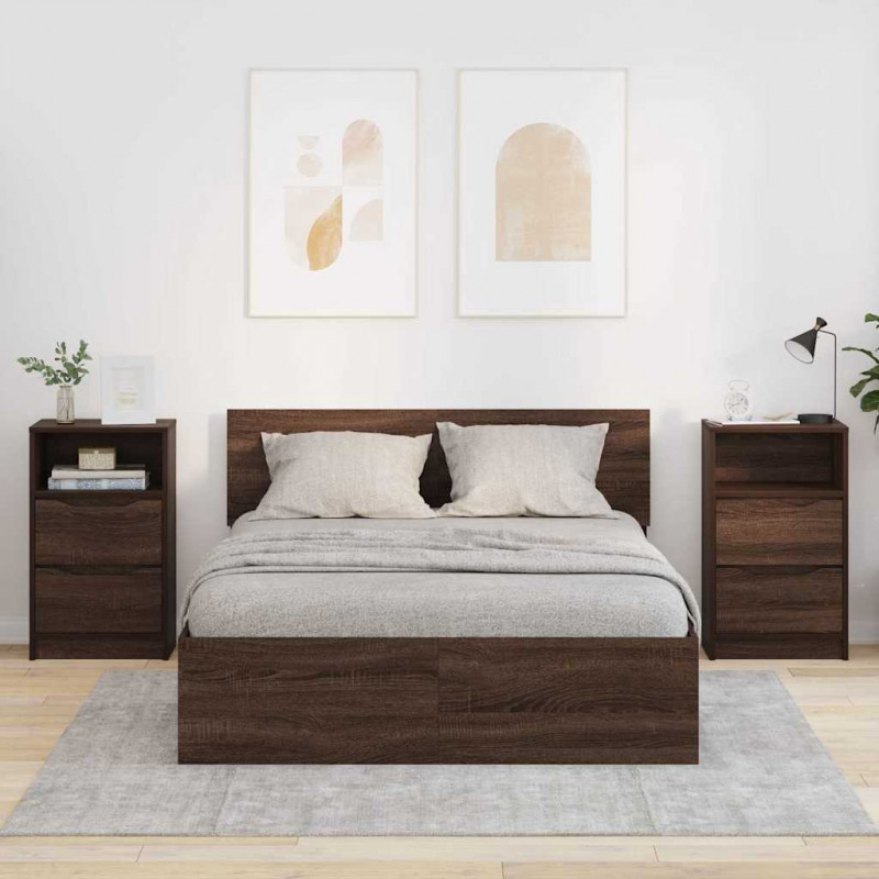 Szafki nocne z szufladą 2 pcs Brązowy dąb 40 x 30 x 467 cm