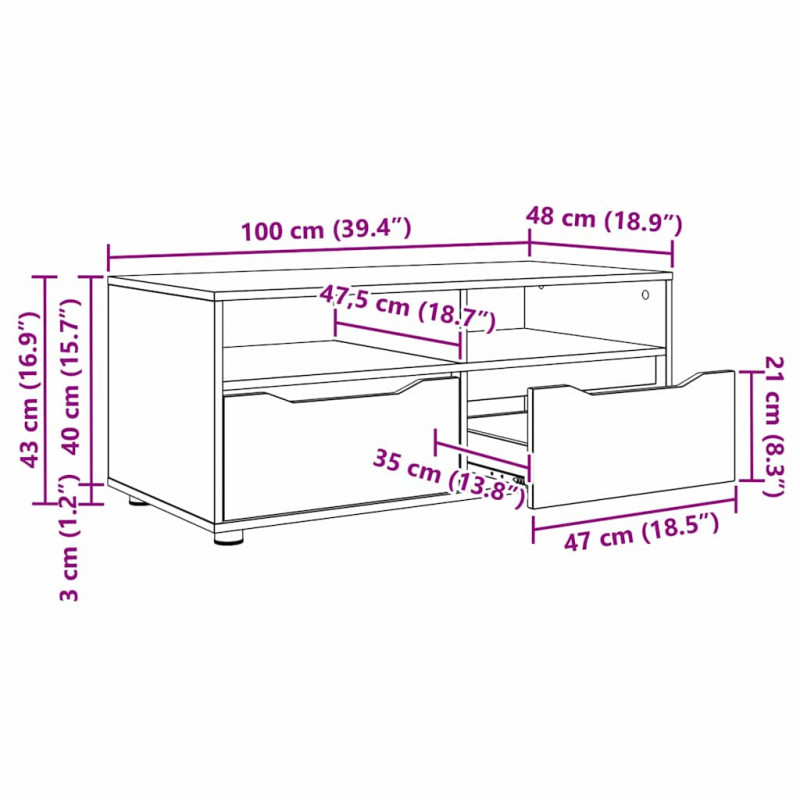 Szafka pod telewizor z szufladą Szary Sonoma 100 x 48 x 43 cm