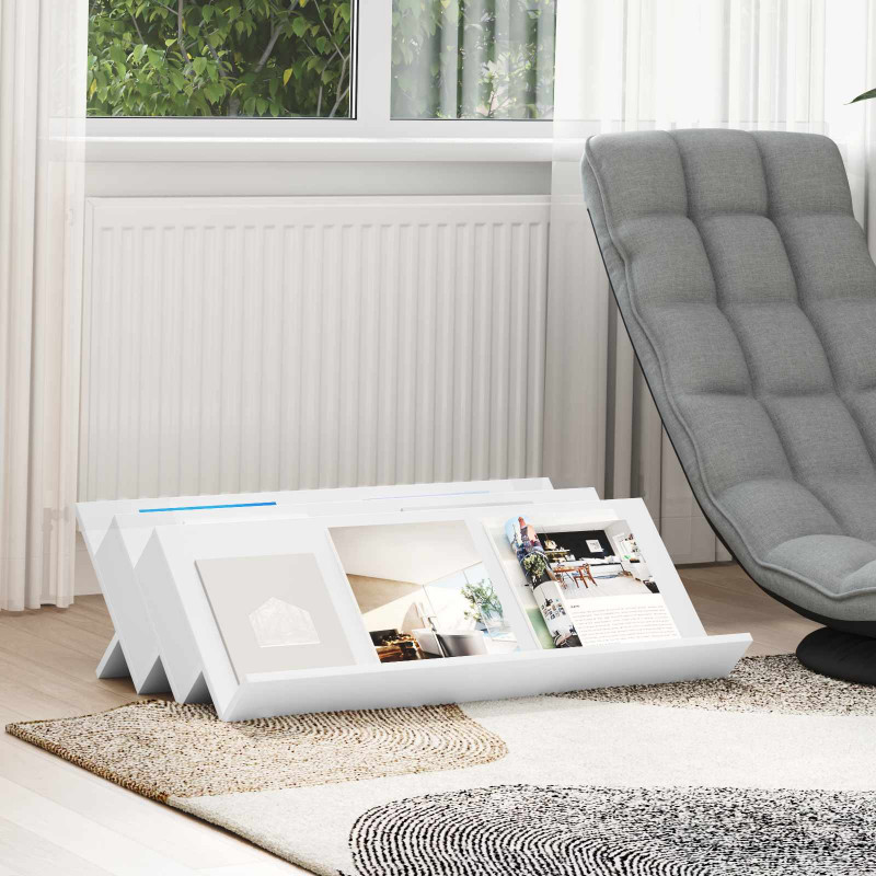 Regał na gazety Biały 90 x 53 x 28,5 cm Materiał drewnopochodny