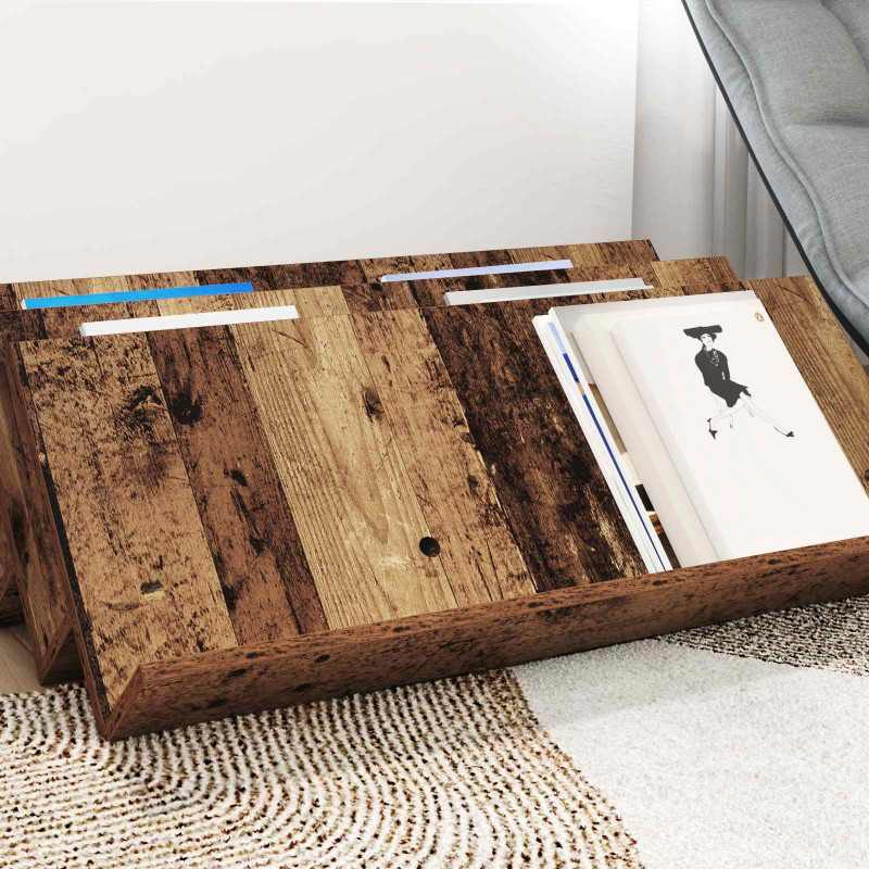 Regał na gazety z półką Stare drewno 90 x 53 x 28,5 cm