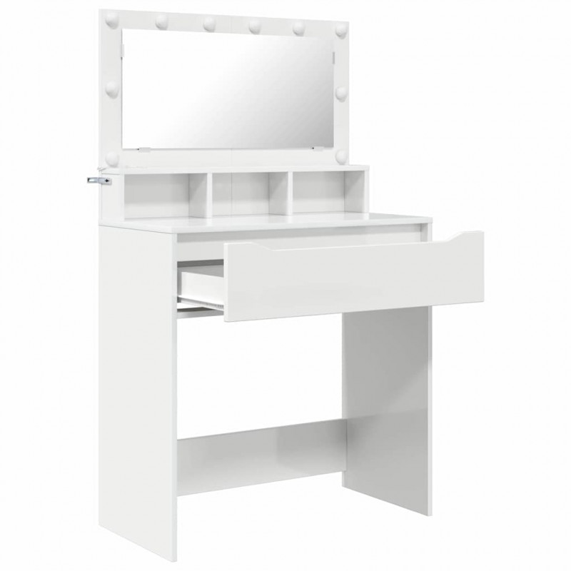 Toaletki do sypialni Wysoki połysk biały 80 x 39,6 x 135 cm