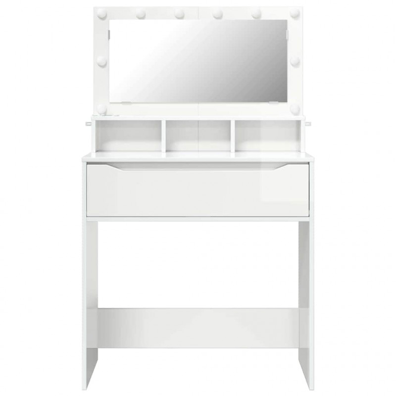 Toaletki do sypialni Wysoki połysk biały 80 x 39,6 x 135 cm