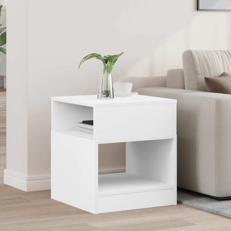 Stolik końcowy Biały 40,5 x 40 x 45 cm Materiał drewnopochodny