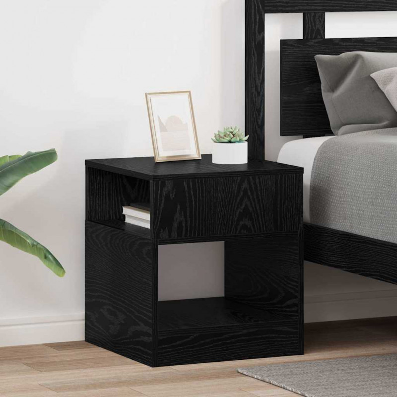 Stolik końcowy 2 pcs Czarny Dąb 40,5 x 40 x 45 cm