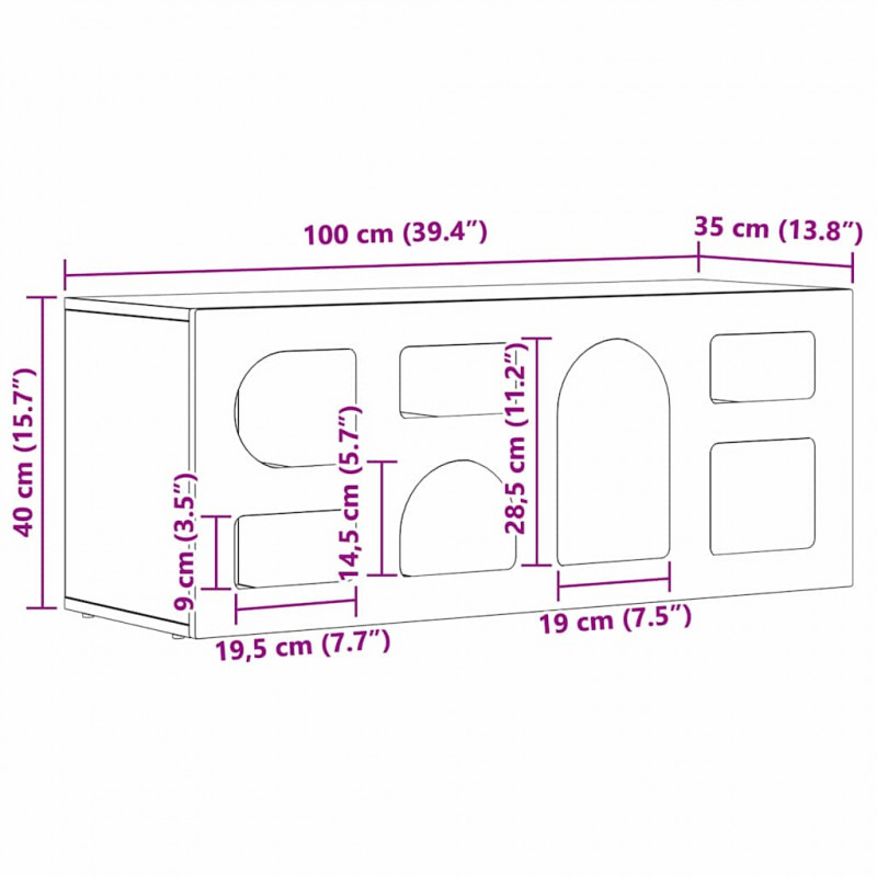 Szafka pod telewizor Dąb wędzony 100 x 35 x 40 cm