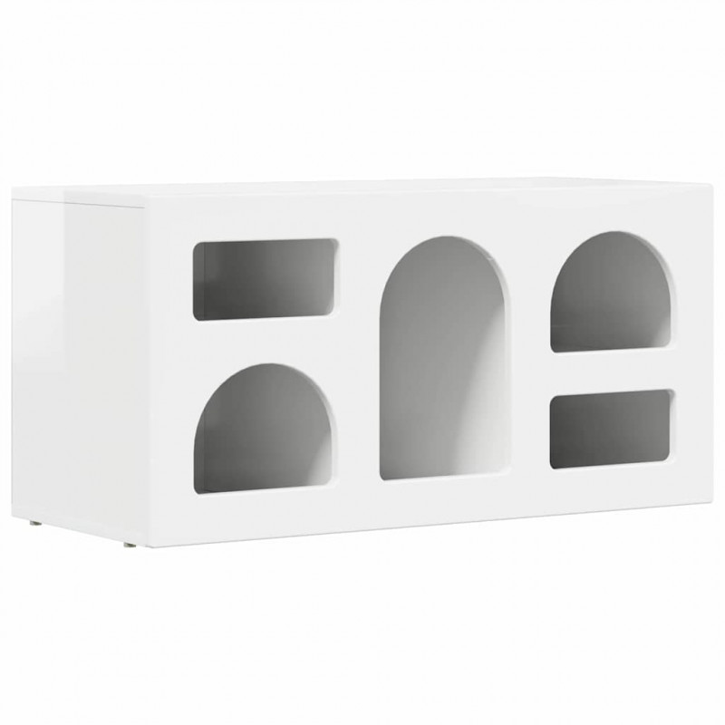 Szafka pod telewizor Wysoki połysk biały 80 x 35 x 40 cm