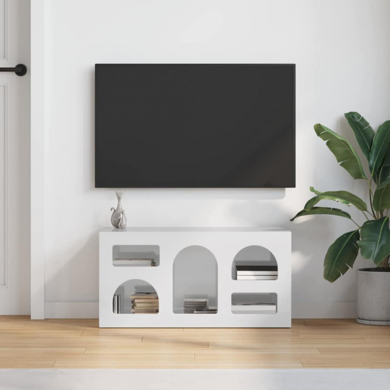 Szafka pod telewizor Wysoki połysk biały 80 x 35 x 40 cm