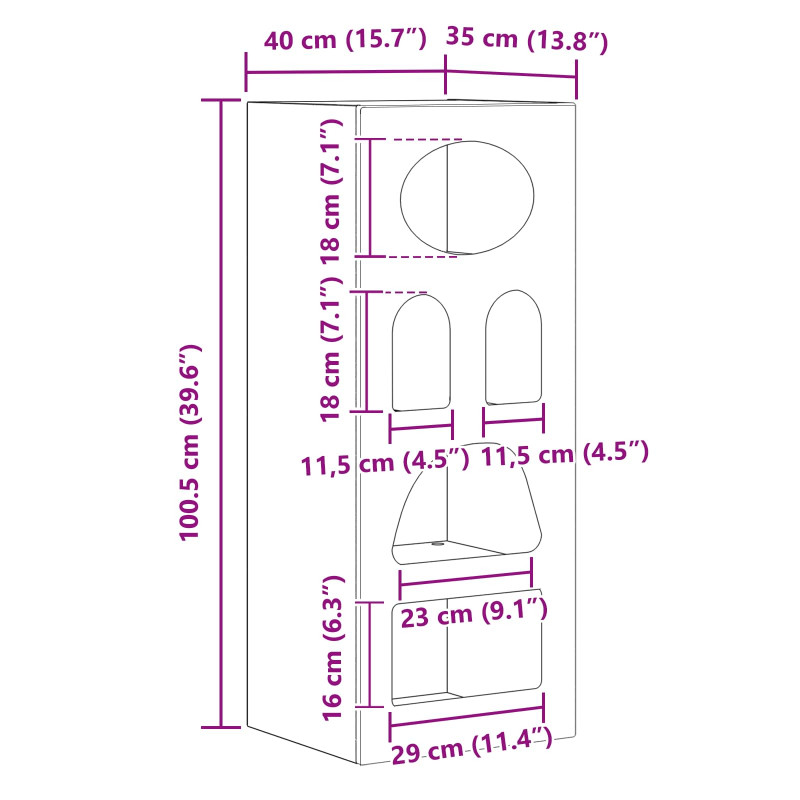 Bufet Czarny 40 x 35 x 100,5 cm Materiał drewnopochodny
