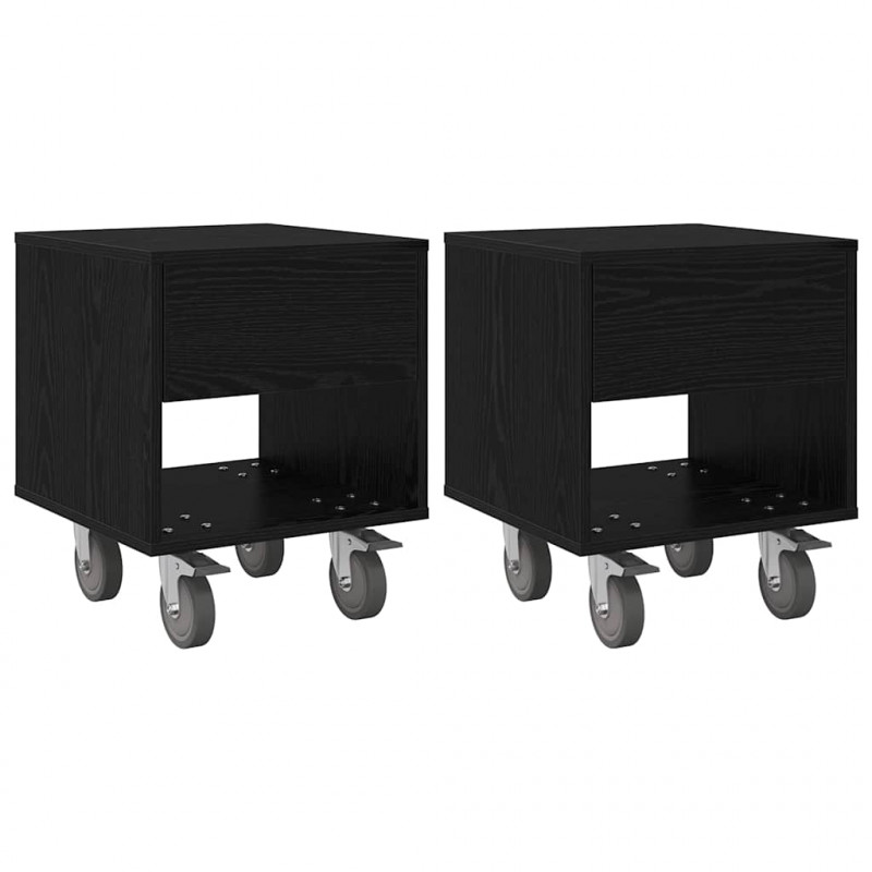 Stolik nocny 2 pcs Czarny Dąb 40,5 x 40 x 48 cm