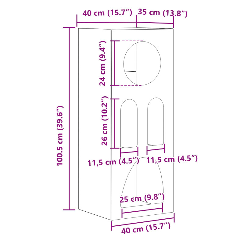 Bufet Czarny 40 x 35 x 100.5 cm Materiał drewnopochodny