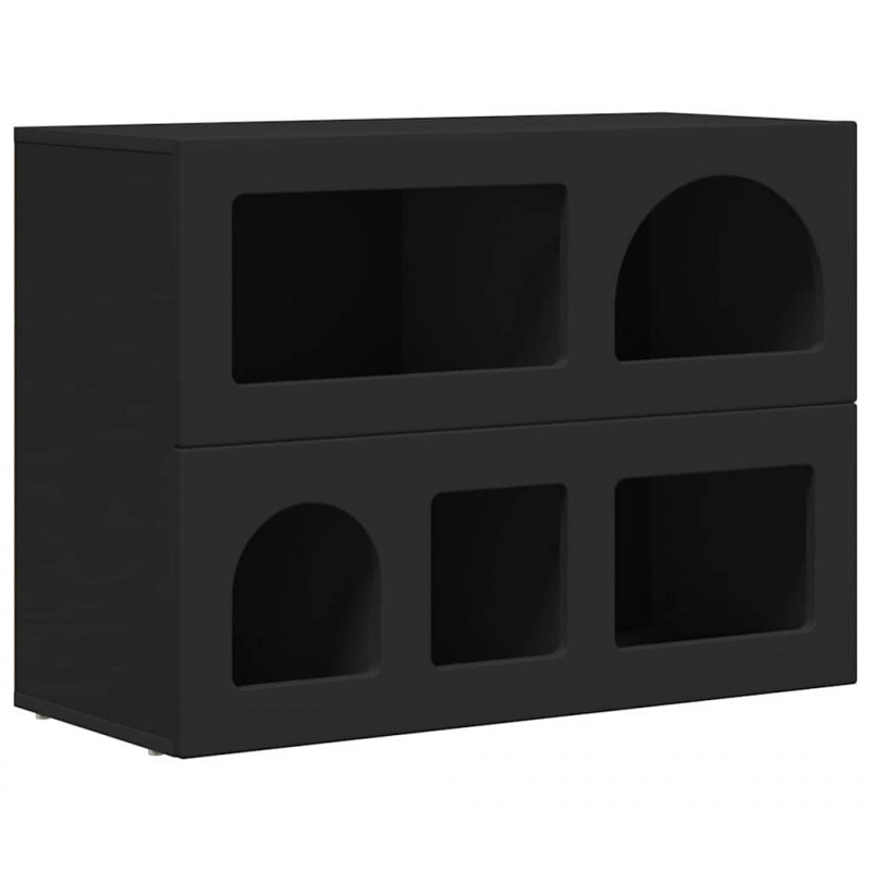 Bufet Czarny 80,5 x 35 x 59 cm Materiał drewnopochodny