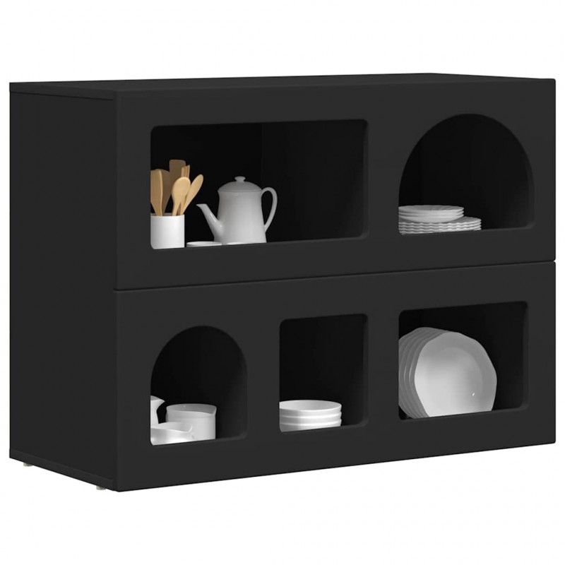Bufet Czarny 80,5 x 35 x 59 cm Materiał drewnopochodny