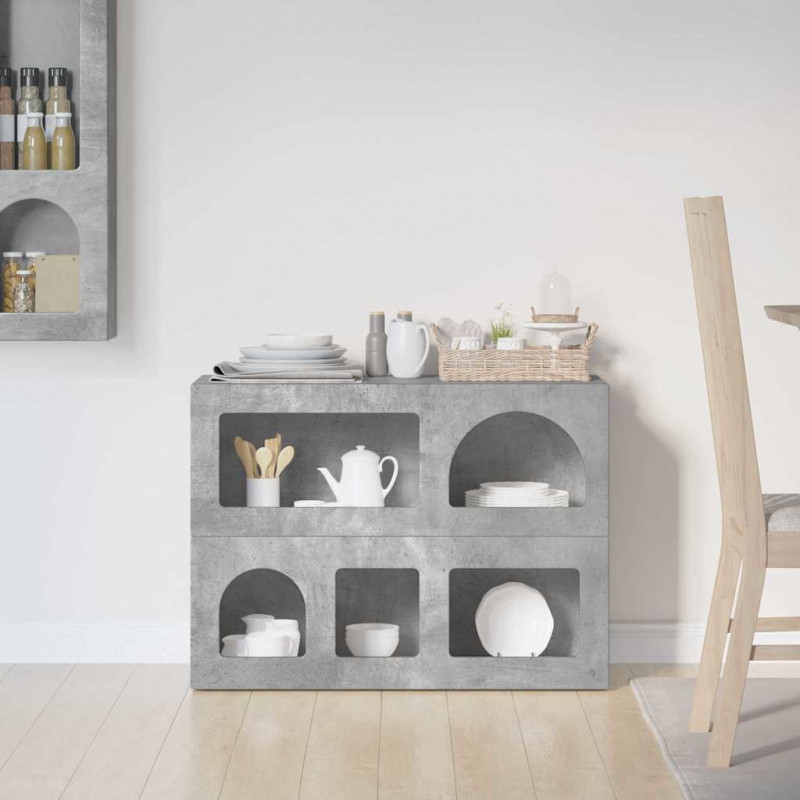 Bufet Betonowy szary 80,5 x 35 x 59 cm Materiał drewnopochodny
