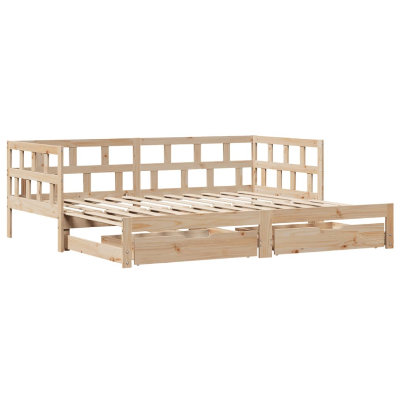 Sofa rozsuwana z szufladami, bez materaca, 80x200 cm