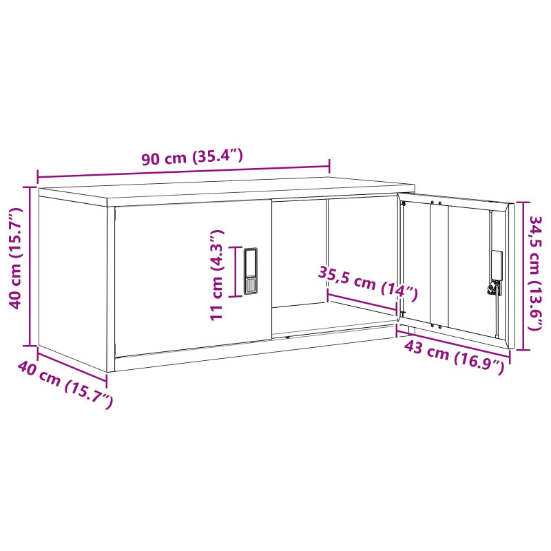 Szafka do przechowywania Antracyt 90 x 40 x 40 cm Stal