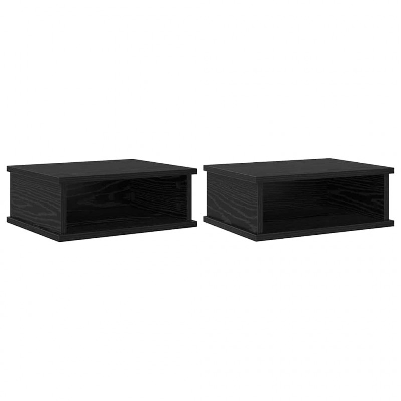 Stolik nocny 2 pcs Czarny Dąb 40 x 31 x 15 cm