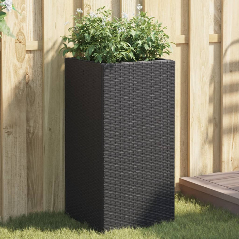 Donica ogrodowa, czarna, 40x40x80 cm, rattan PE