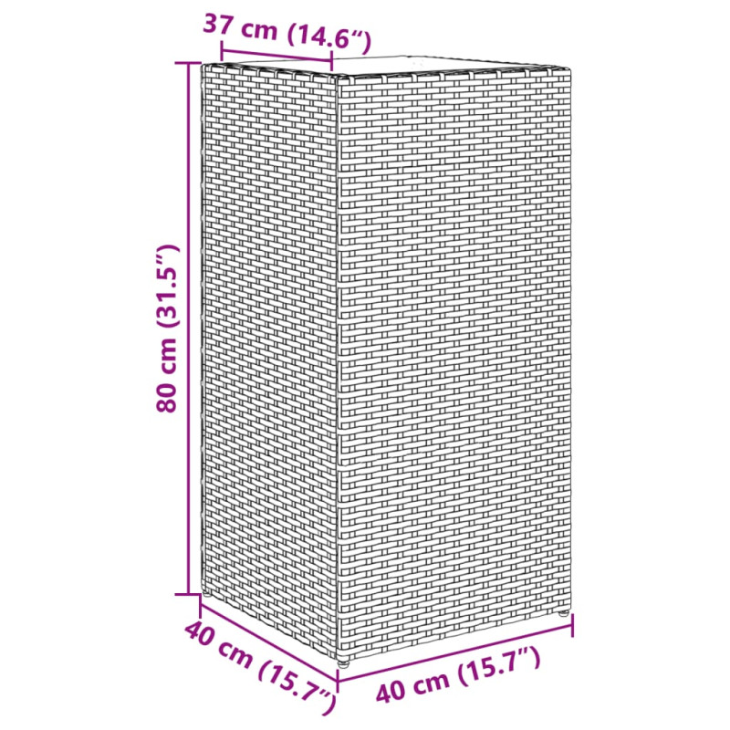Donica ogrodowa, czarna, 40x40x80 cm, rattan PE