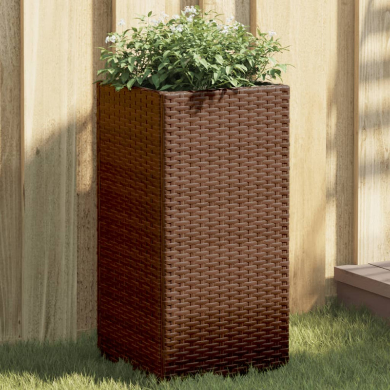 Donica ogrodowa, brązowa, 30x30x60 cm, rattan PE