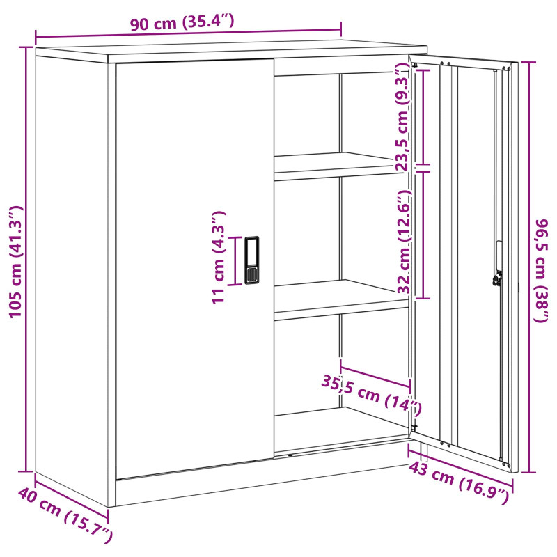 Szafka do przechowywania Biały 90 x 40 x 105 cm Stal