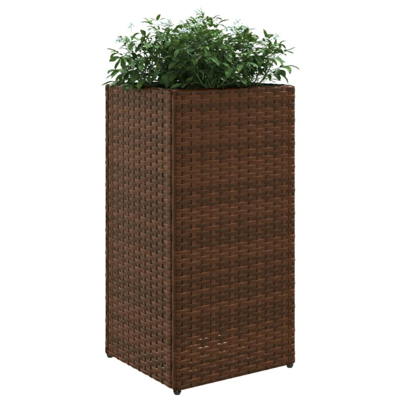 Donica ogrodowa, brązowa, 30x30x60 cm, rattan PE