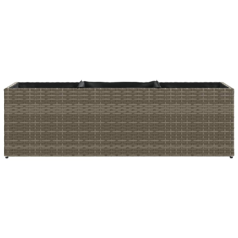 Donica ogrodowa z 3 wkładami, szara, 105x30x32 cm, rattan PE