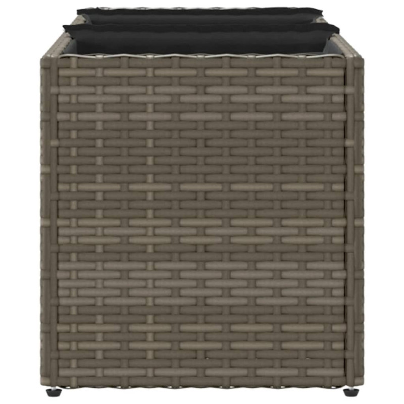 Donica ogrodowa z 3 wkładami, szara, 105x30x32 cm, rattan PE