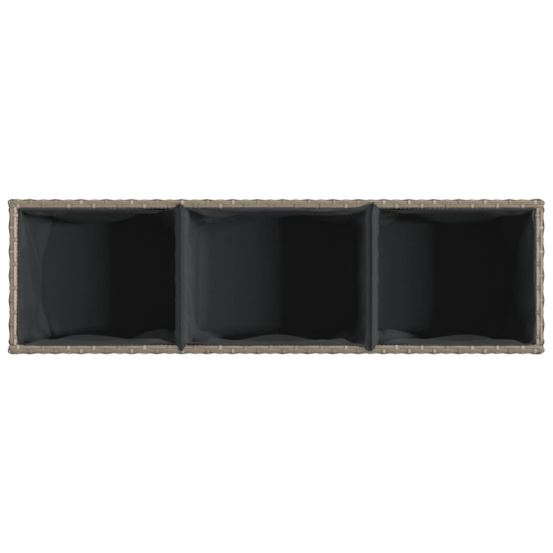 Donica ogrodowa z 3 wkładami, szara, 105x30x32 cm, rattan PE