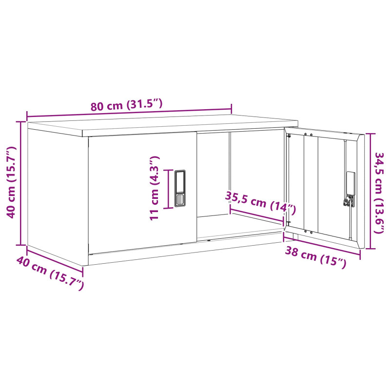 Szafka do przechowywania Zielony oliwkowy 80 x 40 x 40 cm Stal