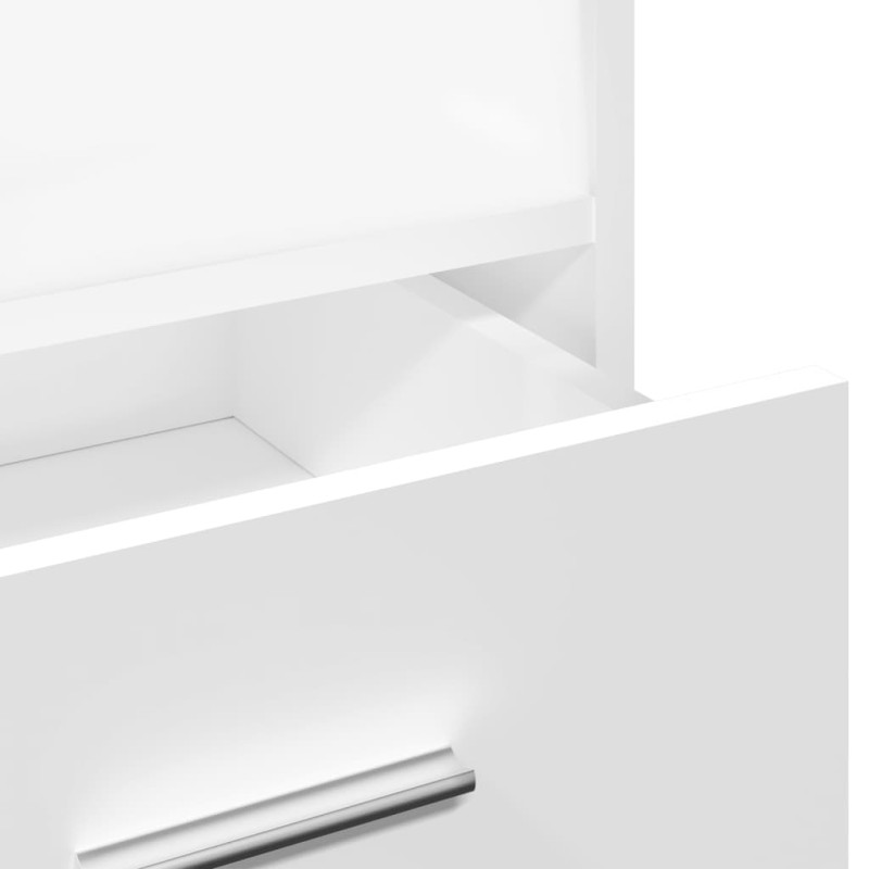Mównica z kołami i szufladą, biała, 55x55x107 cm