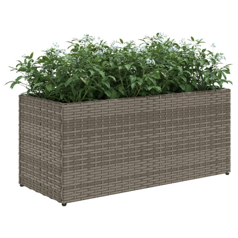Donica ogrodowa z 2 wkładami, szara, 72x30x32 cm, rattan PE