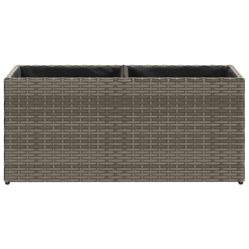 Donica ogrodowa z 2 wkładami, szara, 72x30x32 cm, rattan PE