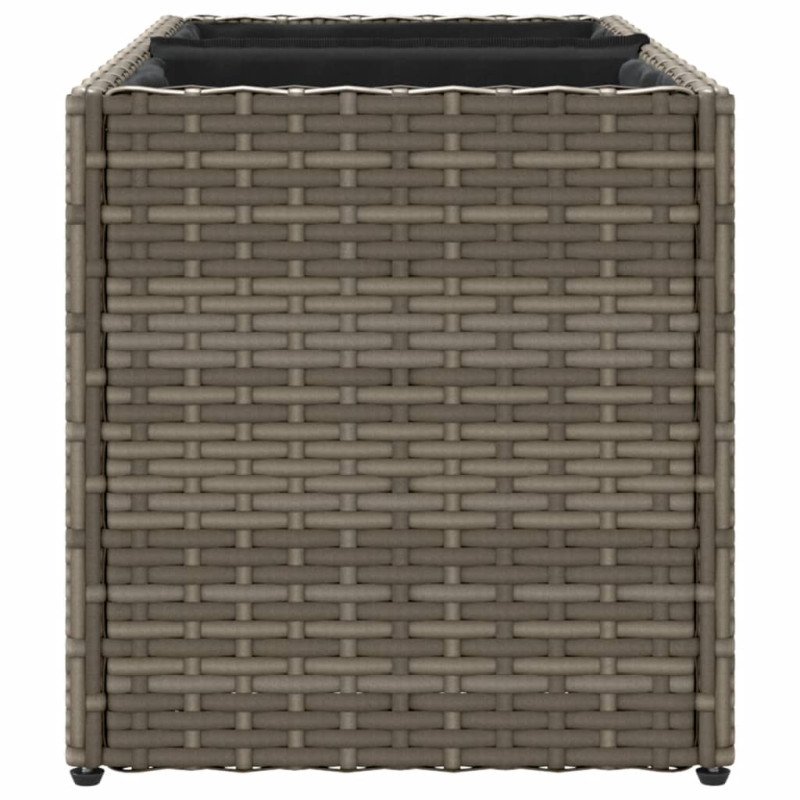Donica ogrodowa z 2 wkładami, szara, 72x30x32 cm, rattan PE