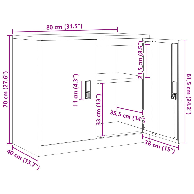 Szafka do przechowywania Biały 80 x 40 x 70 cm Stal