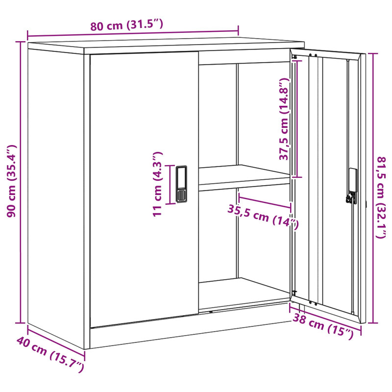 Szafka do przechowywania Biały 80 x 40 x 90 cm Stal