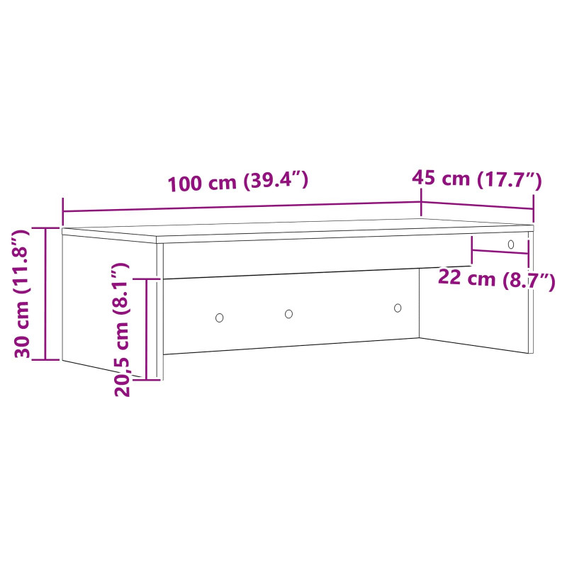 Biurko montowane na ścianie Stare drewno 100 x 45 x 30 cm