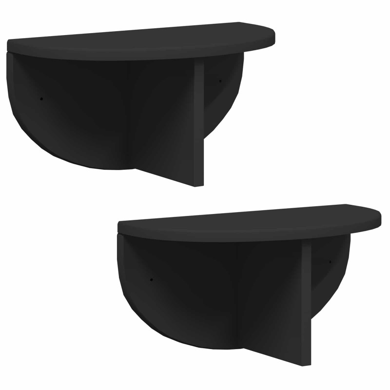 Półka ścienna Montowane na ścianie 2 pcs Czarny 38 x 19 x 19 cm