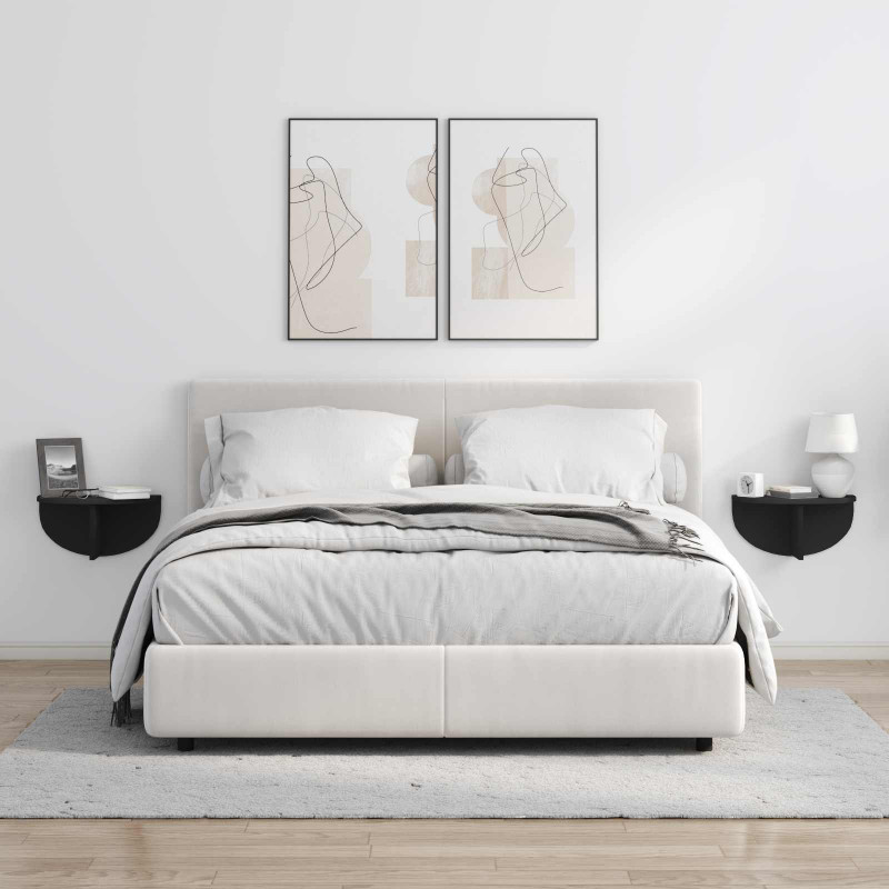 Półka ścienna Montowane na ścianie 2 pcs Czarny 38 x 19 x 19 cm