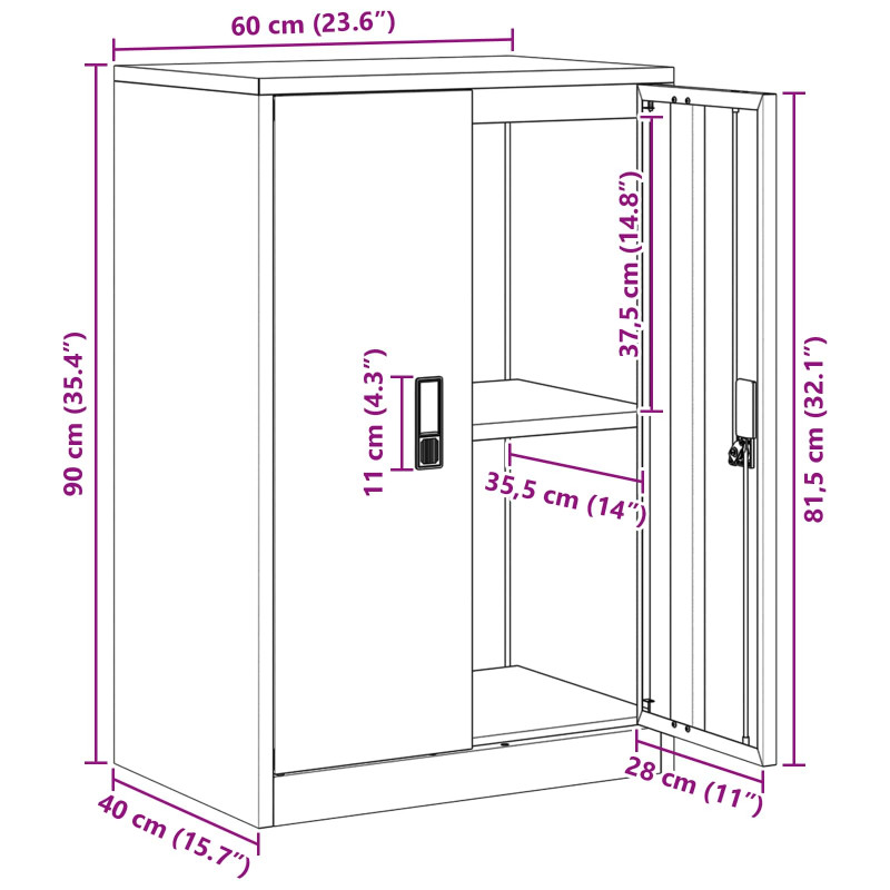 Szafka do przechowywania Czarny 60 x 40 x 90 cm Stal