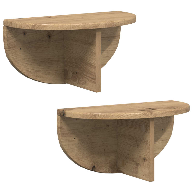 Półka ścienna 2 pcs Dąb rzemieślniczy 38 x 19 x 19 cm