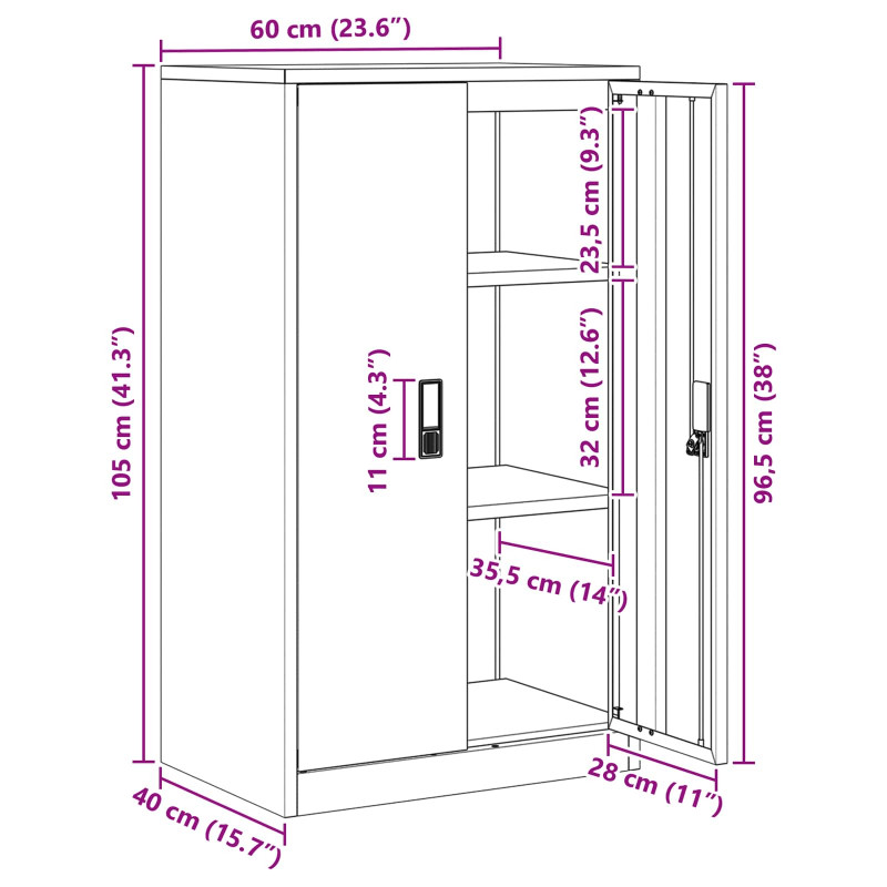 Szafka do przechowywania Czarny 60 x 40 x 105 cm Stal