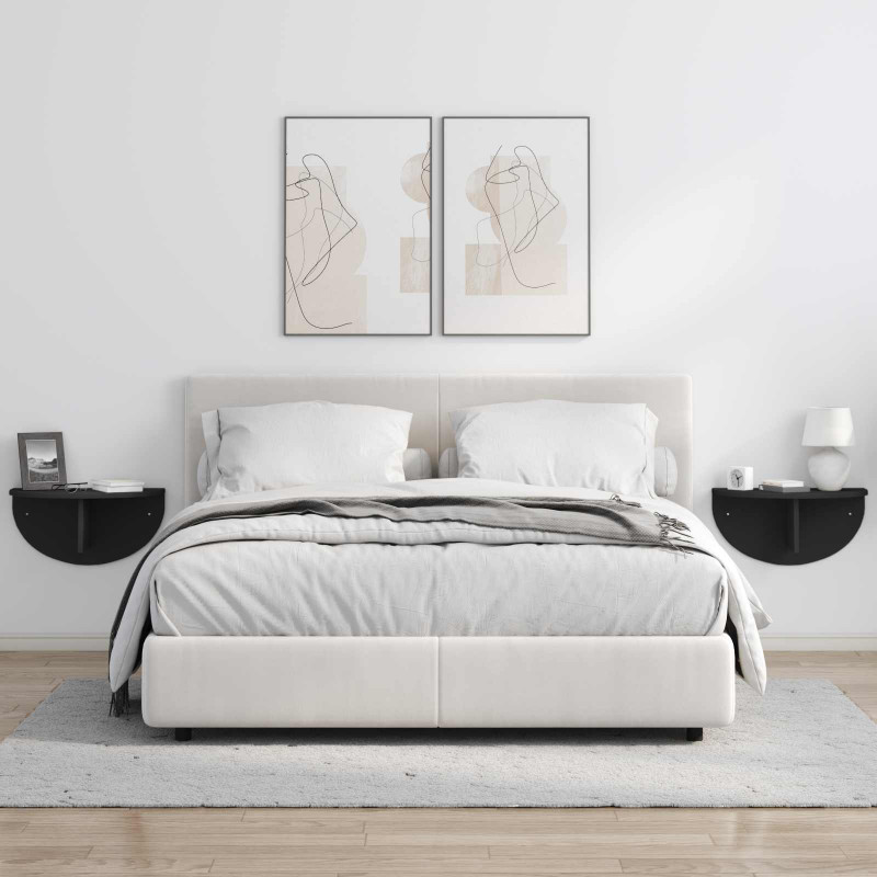 Półka ścienna Montowane na ścianie 2 pcs Czarny 48 x 24 x 24 cm
