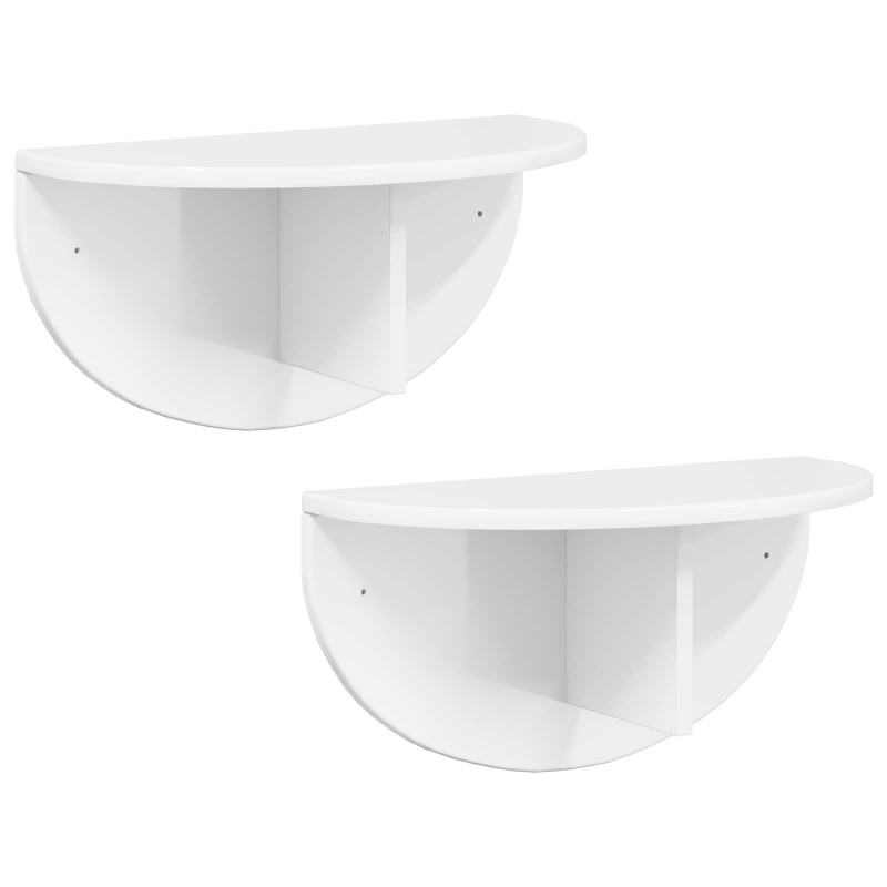 Półka ścienna 2 pcs Wysoki połysk biały 48 x 24 x 24 cm