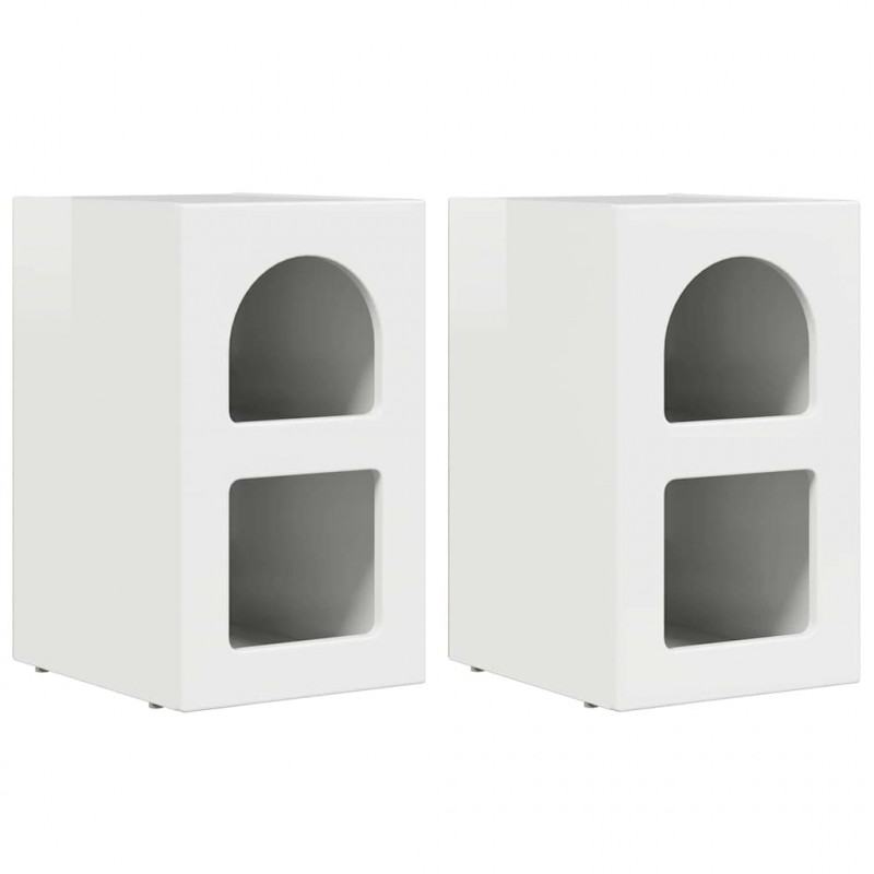 Stolik nocny 2 pcs Wysoki połysk biały 29,5 x 33,5 x 50 cm